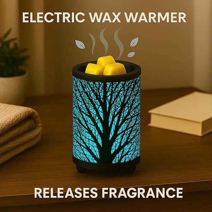 Leyoue Electric Wax Melt Warmer with Timer - PTC Heating Plate & 7 Colors LED Changing Light, Fragrance Warmer for Home, Office, Gifts & Decor (Black Forest)