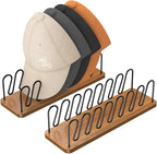 Hat Organizer for Baseball Caps 2 Pack, Premium Wood and Metal Design Hat Storage for Baseball Caps for 14Caps, Tabletop Hat Racks for Closet, Dresser, Entrance (2PCS, Walnut Color)