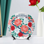 250th Anniversary Decorative Plates 8 Inch Modern Floral Patriotic Decorations Commemorative Plates with Stand Memorial Day 4th of July Veterans Day Home & Office