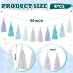 WILLBOND 4 Pieces Valentine's Day Tassel Garland for Classroom Wall Decor Boho Pastel Garland Cotton Tassel Banners for Party School(6.2 Inch,Purple Colors)