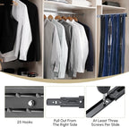 Blulu 1 Pcs 13.8'' Sliding Tie Rack Hanger for Closet, 25 Tie Pull Out Wall Mounted Extending Sturdy Metal Belt Organizer Holder for Men Belt Storage, Black