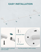 OROPY Industrial Pipe Clothing Rack Set of 2, Wall Mounted Clothes Rack, Closet Rods For Hanging Clothes, 33" Multi-purpose Hanging Rod for Laundry Room, Bedroom and Closet Storage, White