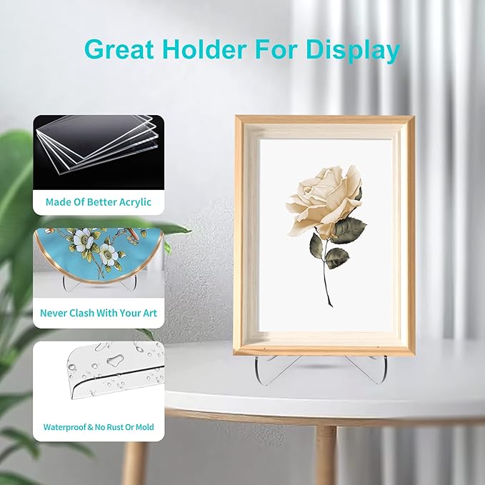 Boloyo 60-Degree Angle Acrylic Plate Display Stand , 3 Inch 2PC Clear Acrylic Display Holder Easel Base for Home Office Kitchen School Art Display