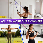 WHATAFIT Resistance Bands Set with Handles - Exercise Bands Home Gym Strength Training Equipment, Includes Door Anchor & Ankle Straps for Full Body Workout Bands, Physical Therapy - for Men and Women