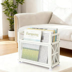 White Magazine Holder, Magazine File Holder, Magazine Rack Floor Magazine Basket, Magazine Stand for Letters, Magazines, Books, Newspapers, Folder Organizer Bin for Books
