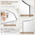 ANDY STAR Chrome Bathroom Mirror, 24"x36" Scalloped Wall Mirror in Stainless Steel Metal Frame, Unique Vanity Mirror with Modern Curved Edge Design, Ideal for Bathroom, Bedroom, Entryway