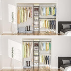 Ulif M1 Closet Storage Organizer System, 6 Tiers Heavy Duty Metal Garment Rack with 3 Expandable Hanger Rods, Wall Mounted Space Saver Suits from 5.4-8.7 ft. Width, 71.2”H x 14”D, 700LBS, Black