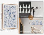 SIGNINART Classic Chinoiserie Framed Canvas Wall Art Set, Blue and White Floral Art Painting, Minimalist Botanical Flower Artwork, Navy Blue Wall Decor for Bedroom, Living Room, Office 24"x36"x3