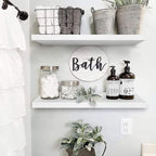 QEEIG Floating Shelves for Wall 23.6" Long - Wall Mounted Shelf Bathroom Kitchen Living Room Bedroom Farmhouse Home Decor Display Bookshelf Large 23.6 x 9.3 inch Set of 2, White (008-60W)