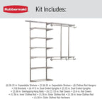 Rubbermaid Configurations Deluxe Custom Closet Kit, 3-6 Ft. Adjustable Metal Wire Shelving, Titanium Finish, Expandable Organization System, Hardware Included, for Home Closet/Pantry/Laundry/Mudroom