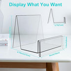 Boloyo Acrylic Display Stand with Sign Plate, 6PC Clear Display Easel Purse Display Riser Holder, Acrylic Purse Display Holder for Displaying Wallet, Purse, Handbag, Cosmetic, Jewelry, Glasses (Large, 6PC)