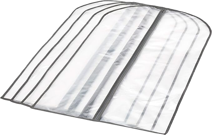 Amazon Basics Zippered Peva Garment Storage Bag, 50-Pack, White