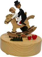 Briskfeel Wooden Rocking Horse Music Box - Couple Riding on a Horse Mechanical Musical Box, Rocking Horse Sways to the Melody, Romantic Gift for Wedding, Anniversary, Valentine's Day