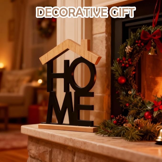 Home Hollow Wooden Decor – Modern Farmhouse Desktop Ornament, Office & Living Room Organizer, Desk Accessories & Workspace Decoration