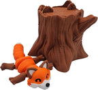 Articulating Animals Raccoon, Fox, Panda, Skunk, Possum with Containers - 3D Printed Articulated Joints ADHD, Autism, Relief Anxiety, Collectible Figurines (Fox Tree Stump)
