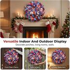 Patriotic Wreaths for Front Door, 250 Anniversary Decorations 4th of July Decorations Outdoor, Handcrafted Memorial Day Wreaths, Festival Celebration USA Flag Printed Wreath (G)