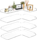 Sezanrpt 11.4x16 Inch Acrylic Corner Floating Shelf Set of 4, Clear Corner Wall Shelf for Home Décor, Speakers, Security Cameras, Toileries, Plants, Figures, Cosmetics, Books