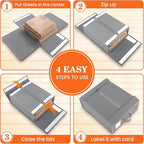 WOWBOX Sheet Organizers and Storage,Closet Bed Sheet Organizer Under Bed Storage and Organization with Label Cards & Clear Window for Bedding Sheets,Duvet Covers,Blankets (3 Pack，Gray)
