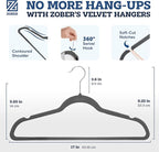 Zober Velvet Hangers 50 Pack - Heavy Duty Gray Hangers for Coats, Pants & Dress Clothes - Non Slip Clothes Hanger Set - Space Saving Felt Hangers for Clothing