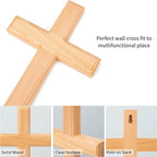 ARCHOBAN Wooden Crosses Wall Decor, 12 Inch Catholic Wall Cross Decorations for Home, Light Brown