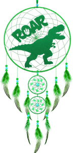 Dinosaur Dream Catcher Kit for Kids Dino Feather Dreamcatcher Dinosaur Wall Hanging Decor with Triple Ring DIY Feather Dream Catcher Gifts for Home Nursery Boys Girls Toddler Baby Room Bedroom Decor
