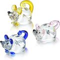 H&D HYALINE & DORA 3 Pack Glass Crystal Mouse Figurines Collectibles,Hand Blown Art Glass Animals Miniature Garden Decor Statue
