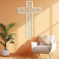 WORGO White Metal Cross Wall Decor Iron Christian Cross for Home Church, Hollow Out Artistic Hanging Ornament, Crosses Wall Decor for Living Room, Bedroom, Decorative Thankful Religious Gift 41.3x27.4 inch