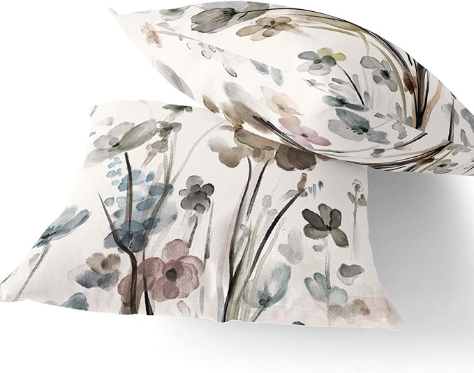 Flower Lumber Throw Pillow Covers 12x20 Set of 2, Flowers Pillow Cushion Cases, Modern Decorative Square Pillowcases for Sofa Couch Bedroom Living Room Car Seat