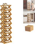 2/3/4/5/6/7/8/9 Tier Bamboo Shoe Rack - Foldable,No Installation Needed,Space-Saving Multi-Tier Storage for Indoor & Balcony Use (Yellow,9 Layers)
