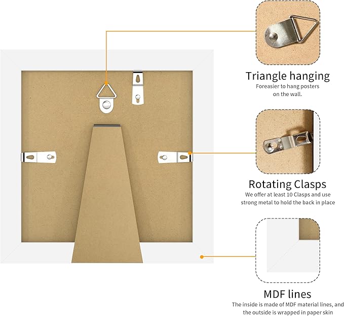 4x4 Picture Frame 3 Pack - Black Poster Frame Display Pictures 3x3 with Mat or 4 x 4 Without Mat for Wall Hanging Horizontal and Vertical