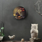 Decorative Plate Holder, 8 Inch, Cheese Grape Pomegranate Orange Garnish Round Display Plate, Home Wobble-Plate with Display Stand, for Home Kitchen Bedroom Decorative Ornaments