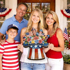 Wooden 4th of July Decorations Patriotic Wreaths for Front Door Independence Day Decorations Star Sign Welcome Memorial Day Hanging for Home Wall Decor Outdoor Indoor Red White and Blue Wreath 7