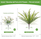 Artificial Flowers for Outdoors Faux Plants Outside Indoor,UV Resistant Silk Fake Petunia Tall Ferns for Home Patio Garden Back Yard Front Poch Decor Spring Summer(13 Bunchs,White)