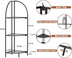 Crofy Foldable 3 Tier Corner Shelf, Metal Corner Plant Stand with Black Frame and Black Shelves, Corner Display Rack Multipurpose Shelving Unit for Living Room, Bedroom, Bathroom