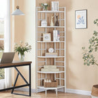 HOMISSUE Corner Shelf, 6 Tier Tall Narrow Bookshelf 76.9", Industrial Corner Bookcase with Storage for Home Office Living Room and Bedroom, White