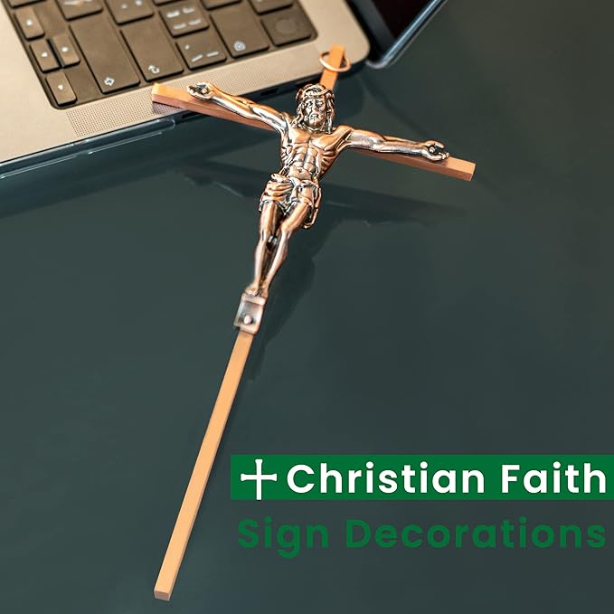 DCCXN Metal Cross for Wall Decor Catholic, Crucifix Wall Cross of Jesus Christ-10 Inch Antique Copper
