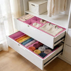 Drawer Organizer Clothes, 16 Pack Dresser Organizer Bins, Foldable Closet Organizers and Storage Fabric Dresser Bins, Shallow Drawer Dividers for Clothing, Underwears, Socks, Tie