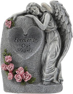 Solar Power Angelic Sculpture Memorials Vase Weather Resistant Resins Grave Decoration for Cemetery Garden