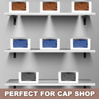 50 Pcs 50 Pack Hat Boxes with Clear Window, Foldable Black Gift Boxes for Baseball Caps, Storage, Display and Shipping (White)