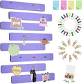 Vuzvuv 8 pcs Bulletin Board Bar Strips with 50 Pushpins & 10 Wooden Clip pins，Self Adhesive Cork Board for Wall，Felt Pin Board for School，Office Decor(Medium Purple)