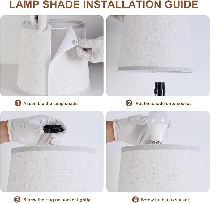 Lamps Set of 2 Modern Farmhouse Table Lamp Bedside Reading Lamps Living Room End Tables Set Lamps for Night Stands Bedroom Night Lamp,High 27 Inch,Brown,With Fabric Lamp Shade,Bulb Not Included