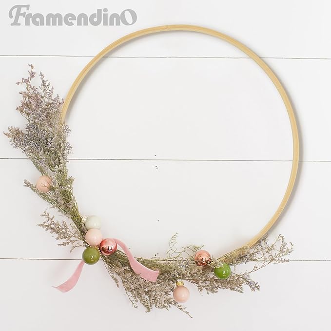 Framendino, 10 Pack Wooden Bamboo Hoop Rings Macrame Floral Wreath for DIY Dream Catcher Wedding Decor and Wall Hanging Crafts