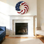 Idyllic 20 Inch Patriotic Wreath for Front Door, 4th of July Wreath with Red White Blue Silk Roses & Metal Stars, Memorial Day Day Decorations for Home Wall Porch Window