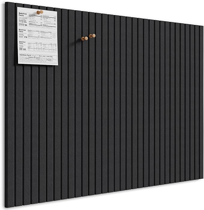 MaxGear Large Cork Boards for Walls 48" x 36", Black Felt Bulletin Board Tiles for Office Decor, 12 Pack Felt Wall Tiles with Slat Paneling, Push Pin Board Home Wall Organizer