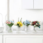 Ribbed Glass Vases, Set of 4 Small Vases for Flowers, Clear Glass Vase for Tulips, Modern Vase for Living Room, Kitchen, Office, Entryway, Bookshelf, Wedding Gifts, Birthday, 6 Inches
