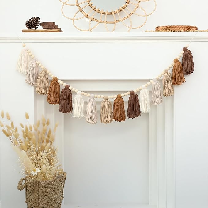 DCJHFJ Boho Tassel Garland Terracotta Rainbow Western Banner Tassels Wall Hanging for Dorm Room Classroom Nursery Kids Bedroom Decor