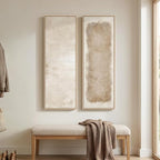Long Narrow Framed Neutral Abstract Vertical Wall Art, 2 Piece Modern Canvas Prints Paintings Artwork for Walls, Tall Beige Cream Minimalist Pictures for Living Room Bedroom Hallway Entryway Wall Decor