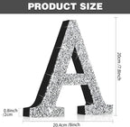 Qunclay 8'' Silver Crystal Diamond Bling Letters Crushed Diamond Decoration Wooden Glitter Letter with Screw and Hooks Rhinestone Gift for Wedding Y2k Mcbling Bedroom Wall Decor (Letter A)