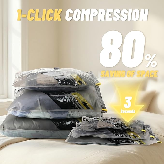Cordless Vacuum Bags for travel - 25 Pack Rechargeable Wireless Vacuum Seal Bags for Clothing Travel, Space Saver vacuum storage bags with pump for Clothes, Blankets & Luggage Organization