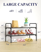Kitsure Shoe Rack for Closet, Sturdy and Long-Lasting Shoe Shelf, Shoe Rack for Entryway, Personalized DIY Shoe Organizer, Shoe Rack Organizer for Space-Saving, 27.6" x 11.8" x 16.5", Black